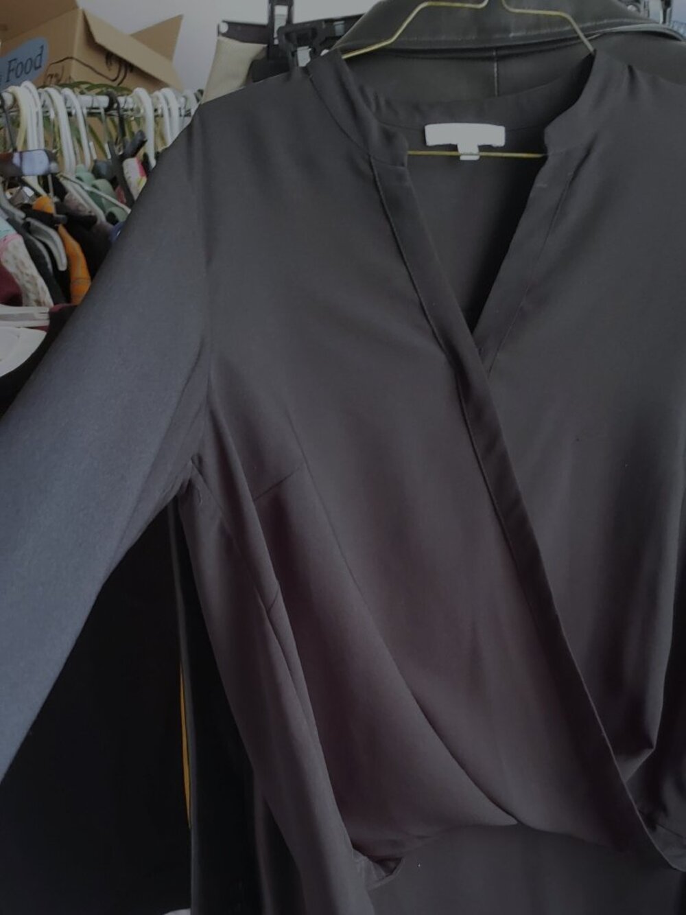 Black Georgette Blouse Criss Cross front S. Med